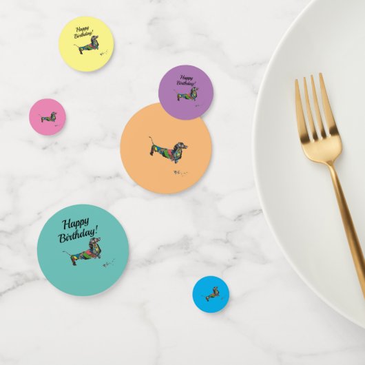 Tafel Confetti met Dachshund (Groep)