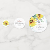 Tafel Confetti voor baby shower met zonnebloemen. (Voorkanten)