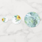 Tafel Confetti voor baby shower met zonnebloemen. (Achterkanten)