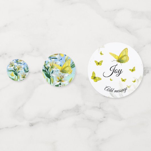 Tafel Confetti Witte Lelie Gele Vlinder (Achterkanten)