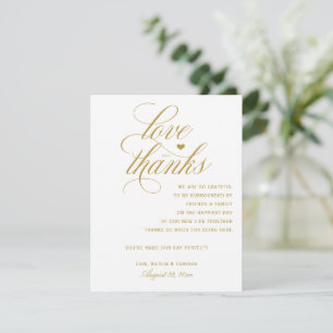 Tafel Dankkaartjes   Koninklijke Calligrafie (Goud Bedankkaart