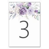 Tafel Drie Waterverf Paarse Bloemen Huwelijk Kaart (Achterkant)