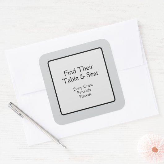 Tafel en stoel vierkante sticker (Envelop)