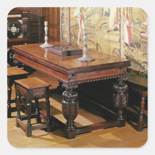 Tafel en stoelen, zogenaamde Bromley-by-Bow Vierkante Sticker (Voorkant)