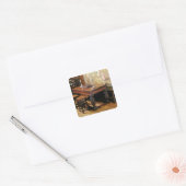 Tafel en stoelen, zogenaamde Bromley-by-Bow Vierkante Sticker (Envelop)