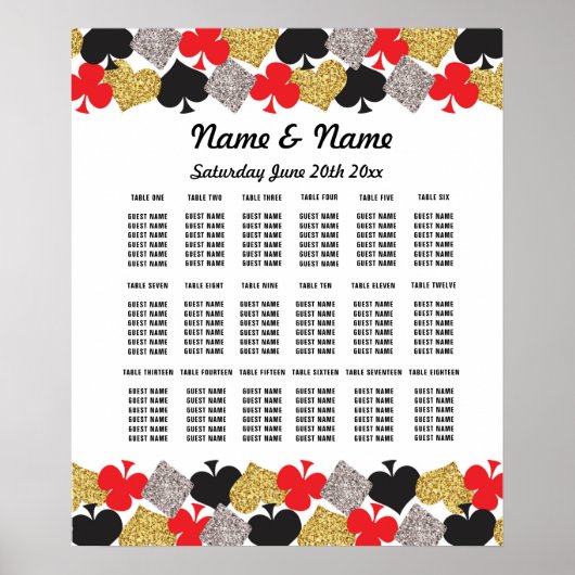 Tafel Huwelijk Vegas Casino Zitplaatsen 18 Tafels Poster (Voorkant)