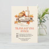 Tafel instelling met pompoenenThanksgiving diner Kaart (Staand voorkant)