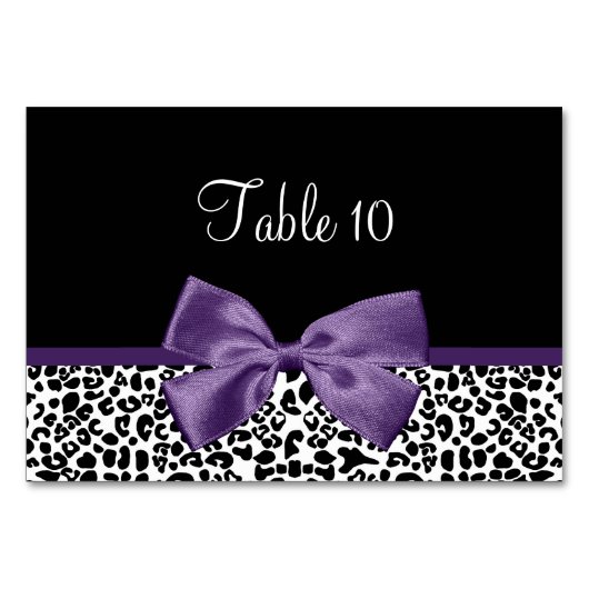 Tafel Kaart Modern Leopard Acai Paarse lint (Voorkant)
