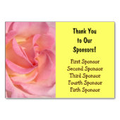 Tafel Kaarten Bedankt aan onze sponsors Roze Geel (Achterkant)