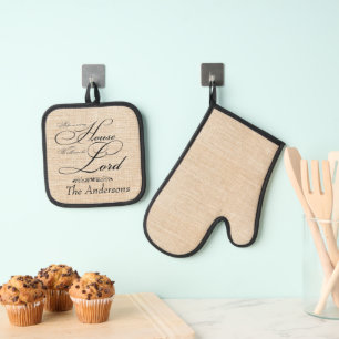 Tafel linnen look op maat voor de Heer Ovenwant & Pannenlap Set