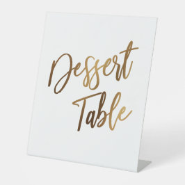Tafel met desserts Eenvoudige gouden handgeschreve Reclamebord Met Voetstuk