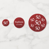 Tafel met foto voor 50e verjaardag Rood Glitter Confetti (Voorkanten)