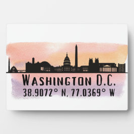 Tafel met lengte- en breedtegraad van Washington D Fotoplaat