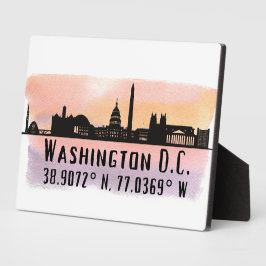 Tafel met lengte- en breedtegraad van Washington D Fotoplaat