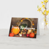 Tafel met Oogst van Thanksgiving Kaart (Gele Bloem)