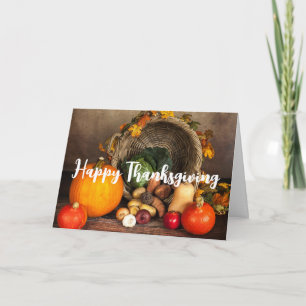 Tafel met Oogst van Thanksgiving Kaart