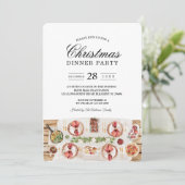 Tafel met waterverf eten | Kerst diner Kaart (Staand voorkant)