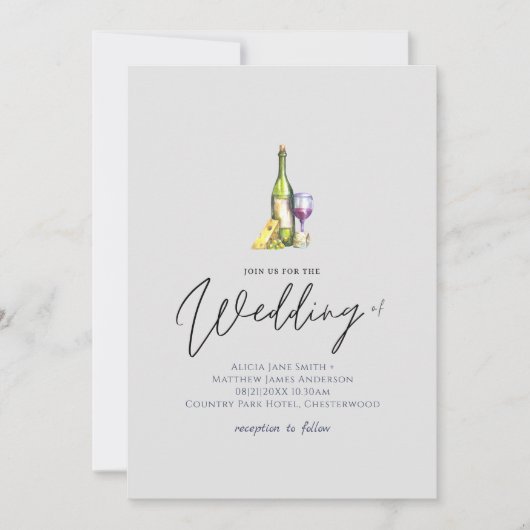 Tafel met wijn en kaas voor bruiloft (Voorkant)