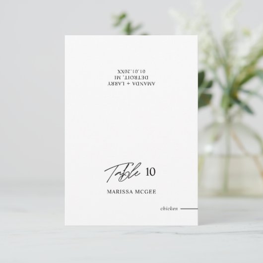 Tafel, naam en maaltijdkeuze Trouwplaatskaart Kaart (Staand voorkant)