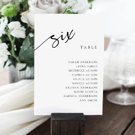 Tafel Nummer 6 Zes Persoons Zitplaatskaart Kaart