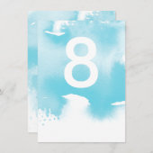 TAFEL NUMMER bruiloft stijlvolle aqua blauw waterv Kaart (Voorkant / Achterkant)