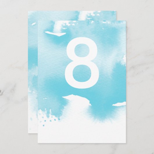 TAFEL NUMMER bruiloft stijlvolle aqua blauw waterv Kaart (Voorkant / Achterkant)