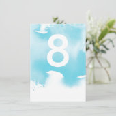 TAFEL NUMMER bruiloft stijlvolle aqua blauw waterv Kaart (Staand voorkant)
