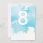 TAFEL NUMMER bruiloft stijlvolle aqua blauw waterv Kaart (Achterkant)