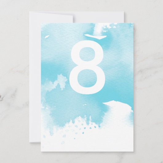TAFEL NUMMER bruiloft stijlvolle aqua blauw waterv Kaart (Achterkant)