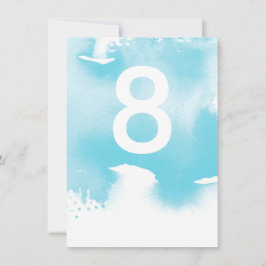 TAFEL NUMMER bruiloft stijlvolle aqua blauw waterv Kaart
