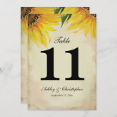 Tafel Nummer Elf Bruiloftsreceptie Zonnebloem Kaart (Voorkant / Achterkant)