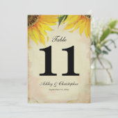 Tafel Nummer Elf Bruiloftsreceptie Zonnebloem Kaart (Staand voorkant)