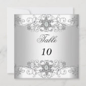 Tafel Nummer Kaarten Zilver Wit Diamant (Voorkant)