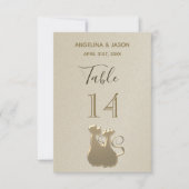 Tafel Nummer Kat Koppel Gouden Elegante Trouw Kaart (Voorkant)
