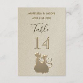 Tafel Nummer Kat Koppel Gouden Elegante Trouw Kaart
