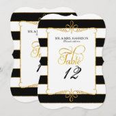 Tafel Nummer Namen Gestreept Schrift Goud Glitter Kaart (Voorkant / Achterkant)