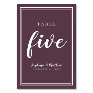 Tafel Nummer Vijf Chic Luxe Paars Eenvoudig Trouwe Kaart