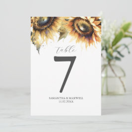 Tafel Nummer Waterverf Zonnebloemen Kaart