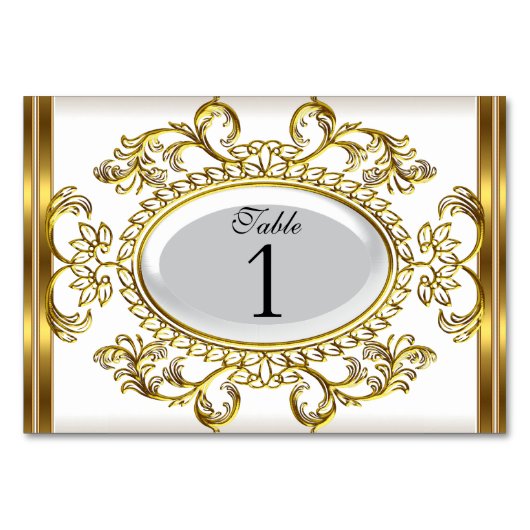 Tafel Nummerkaarten Royal Wit Goud Kaart (Voorkant)
