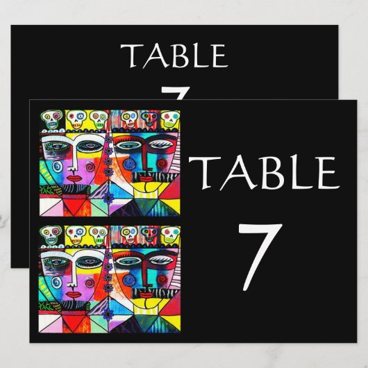 Tafel NUMMERS Bruiloft - Dag Van De Doden Kaart (Voorkant / Achterkant)