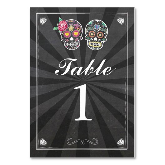 Tafel Nummers Bruiloft Suiker Skull Krijt Kaarten (Achterkant)
