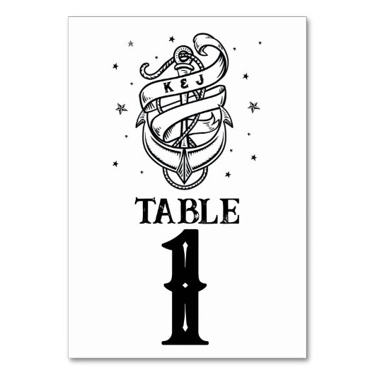 Tafel Nummers Bruiloft Traditionele Tattoo Anker Kaart (Voorkant)
