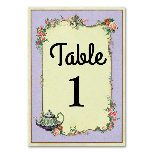 Tafel Nummers Bruiloft Wonderland Theekop Kaarten (Achterkant)