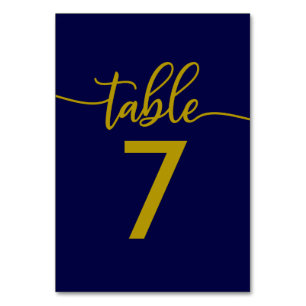 Tafel Nummers   Elegante Goud Navy Blauwe Trouwdag Kaart