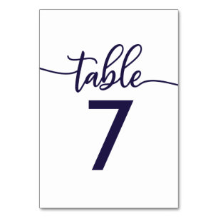 Tafel Nummers Elegante Kalligrafie Marineblauw Kaart