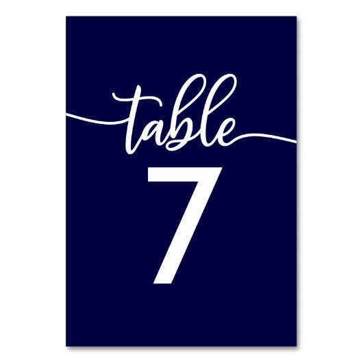 Tafel Nummers | Elegante Navy Blauwe Bruiloft Kaart (Voorkant)