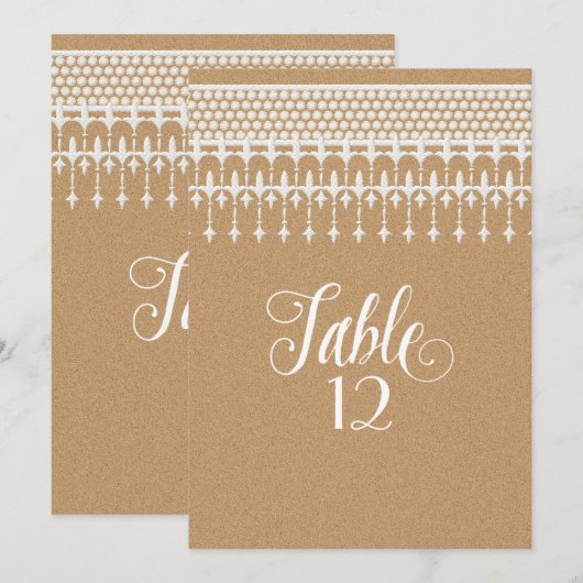 Tafel Nummers Landelijk Antiek Kant Kraft Papier Kaart (Voorkant / Achterkant)