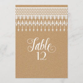 Tafel Nummers Landelijk Vintage Kant Kraft Papier Kaart
