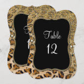 Tafel nummers Natuurlijk goud glitters luipaard pa Kaart (Voorkant / Achterkant)