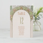 Tafel Nummers Vintage Art Nouveau Bruiloft Kaart (Staand voorkant)